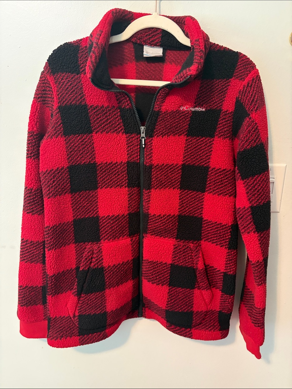 Columbia Kids XL Red & Black Pattern Fleece